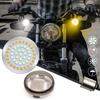 Aoling Motorrad Blinker Gelb und S25 1157 2835 DRL Blinker Rauchglas Satz mit 2 Lampen, Freude, Weiß, BAY15D, 48-Chip, + Funktion,