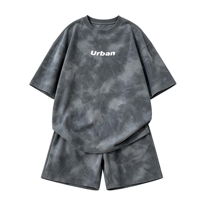 Women's Summer Tie-Dye Print Short Sleeve T-Shirt & Wide-Leg Shorts Set
