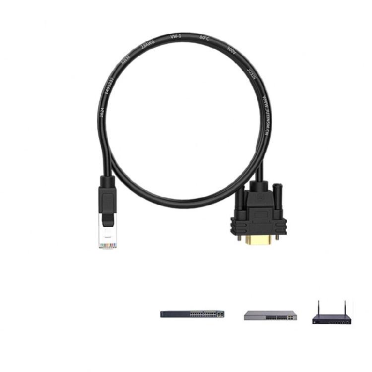 4.92Ft Heavy Duty RJ45 To DB9Pin Male Serial Cable Metal Connectors Data Line For Consoles Enhances Connection