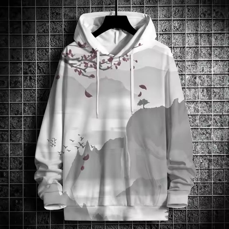 Men's Trendy 3D Printed Hoodie with Star & Number 10 Design - Casual Fashion Pullover, Machine Washable