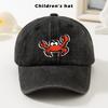 Casquette de baseball en jean délavé avec motif crabe de dessin animé, chapeau de soleil d'extérieur réglable avec imprimé animal mignon pour adolescents