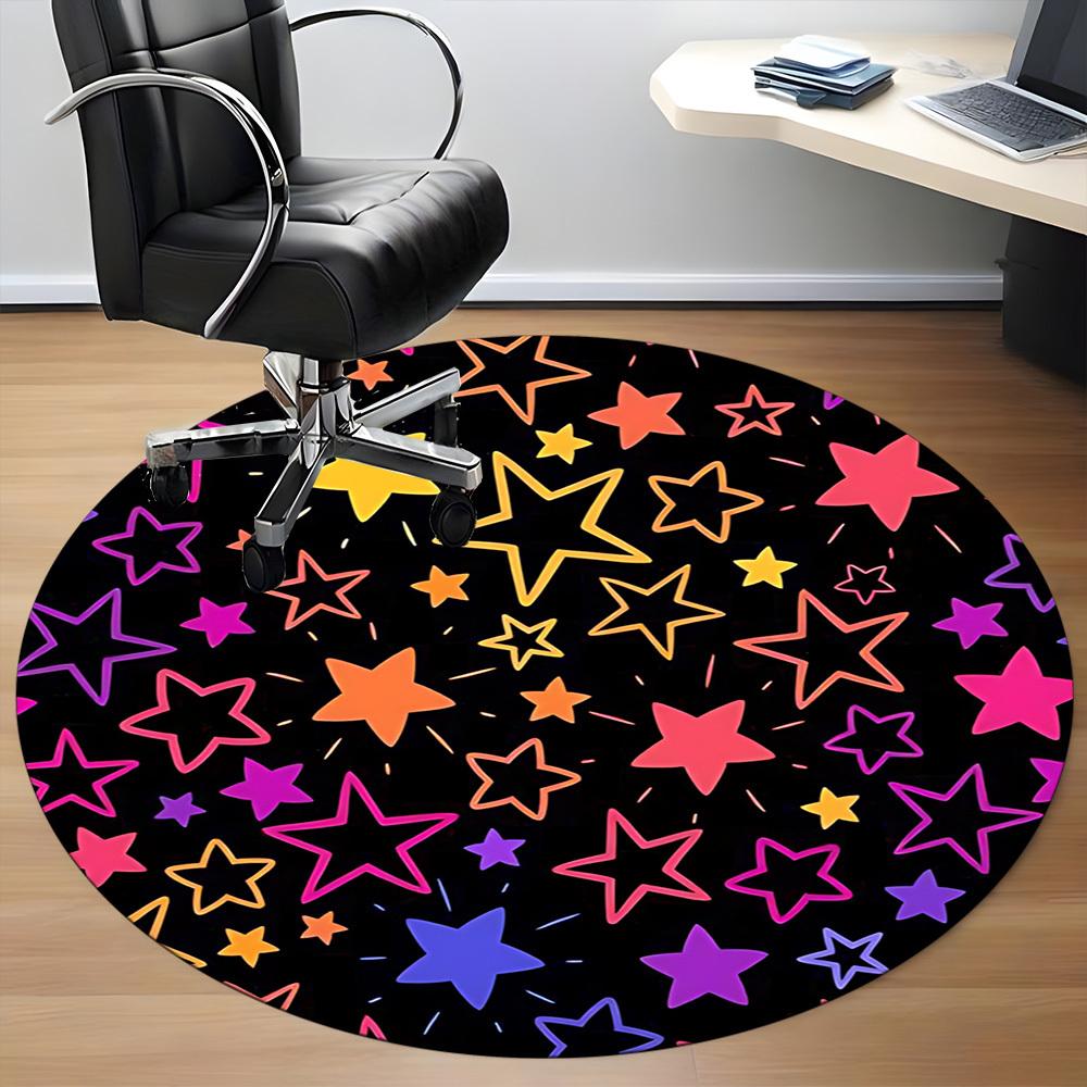 1pc Starry Night Office Round Area Rug, Indoor Mat Suitable ForOffice, Under Office Chairs Bedroom Living Room Home Decor T192
