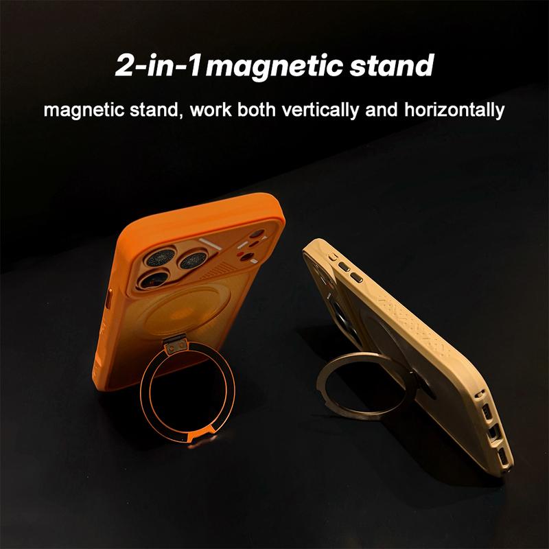 Luxury Matte Soft Frame For Magsafe Holder Case For iPhone 17 16 15 14 13 12 Pro Max 11 17Promax Bracket Shockproof Armor Cover
