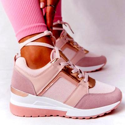 Damenschuhe 2025 Sommer Keilabsatz Plateau Freizeitschuhe Damen Schnürschuhe Sportschuhe Frau Übergröße Rutschfest Atmungsaktiver Sneaker