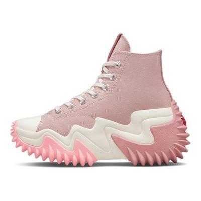 Run Star Motion Versátil Tendência Resistente à Abrasão Cano Alto Sapatos de Lona Unissex Rosa e Branco
