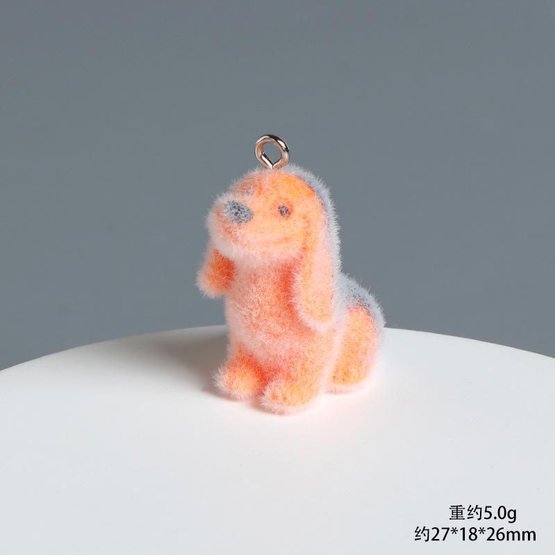Cute Flocked 3D Dog Resin Figure Animal Statue Keychain Pendant for DIY Crafts Home Desk Decor Kawaii Gift Ideas