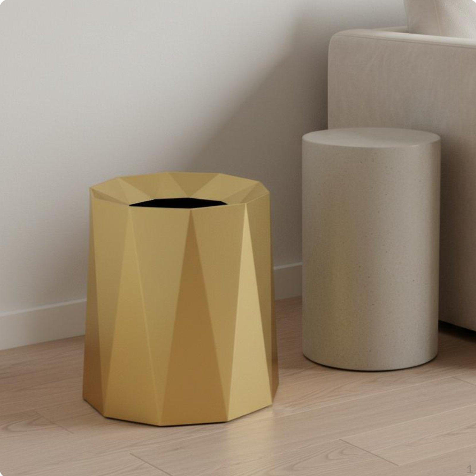 Modern Decorative Garbage Bin Nordic Design Double Layer Trash Can Large Capacity Geometric