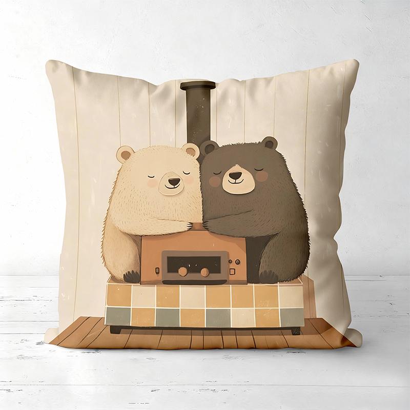 Cute Bear Patterned Throw Pillows for Home Decor Polyester pillowcase, sofa decorative cushion cov Headboard Pillow