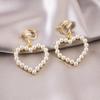 Elegant Pearl Heart and Triangle Ear Clips - No Piercing Needed, Trendy and Versatile Earrings for Women