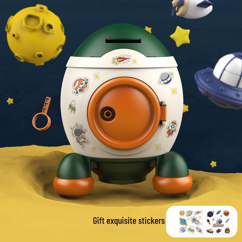 Kids' Cartoon Rocket Piggy Bank - Toy for Boys & Girls