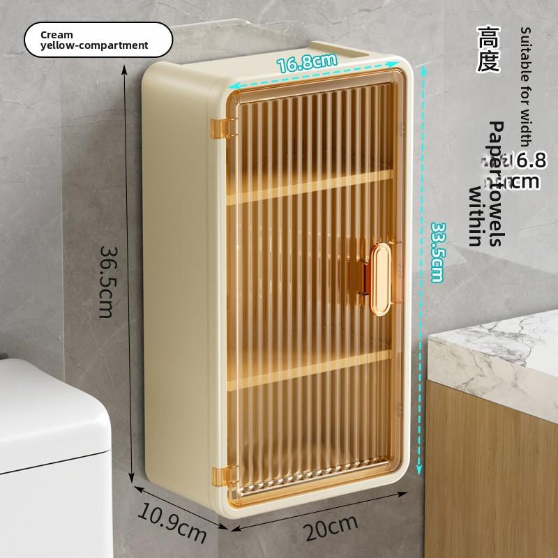 Multifunctional Household Wall-mounted Punch-free Flat Door Tissue Box Bathroom Storage Box Tissue Box Bathroom Transparent Wall-mounted Paper Box