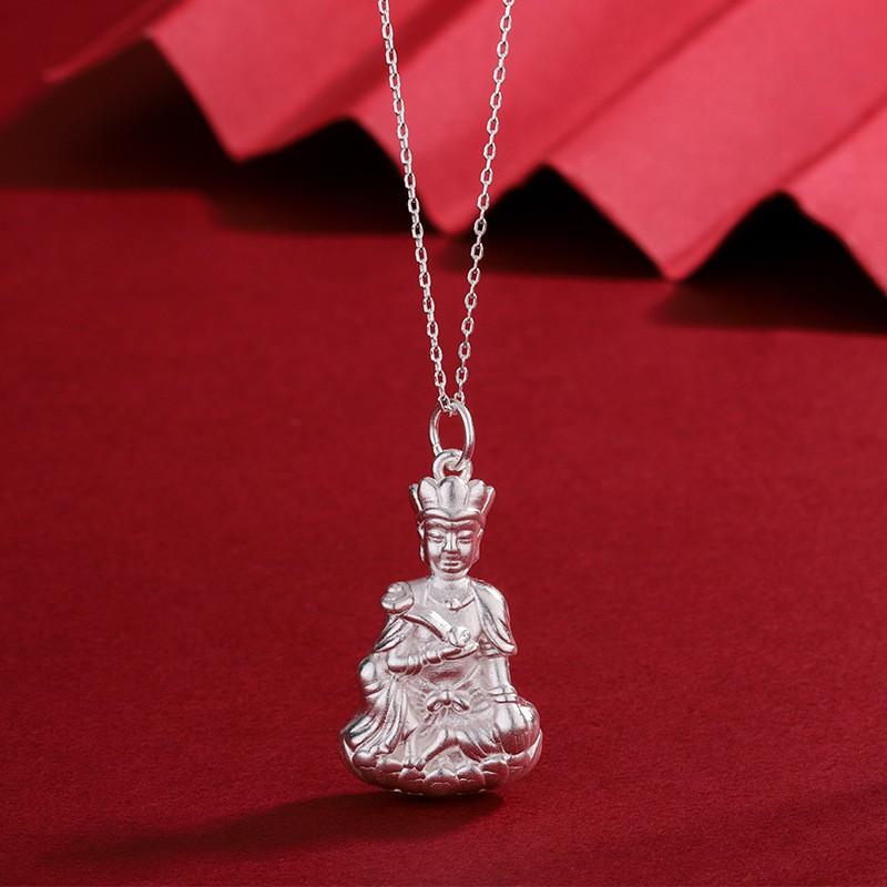 Guanyin Buddha Head Necklace Women 3D Hard Pendant Luxury Clavicle Chain