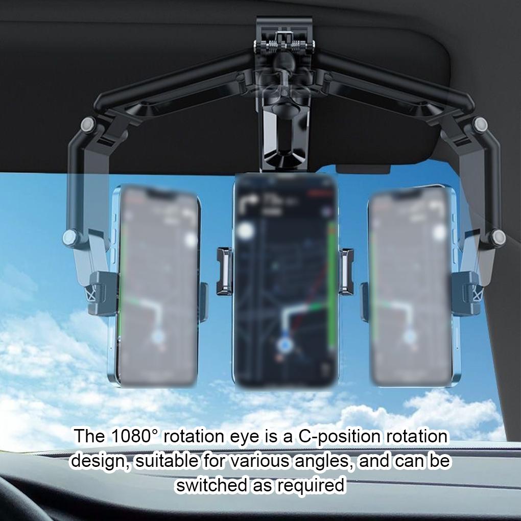 ABS Car Mounted Multifunctional 360 ° Rotating Sunshade Phone Holder Compatible With Various Types Grey