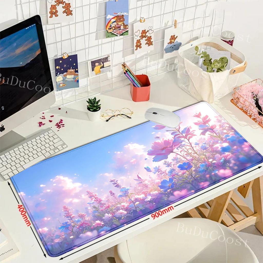 mouse pad Larger mousepad Flower scenery starry sky Gaming Keyboard Computer Desk Mat Accessories Game Mause Ped Office Carpet