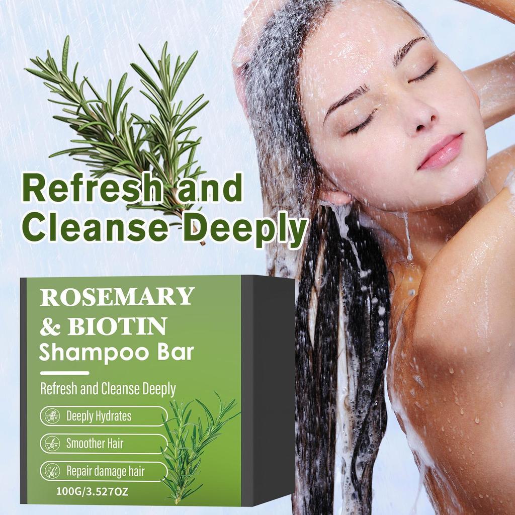 Rosemary & Biotin Shampoo Bar Soap-Smoother, Deeply Hydrate And Repair Hair With Rosemary & Biotin-Suitable For All Skin Types, 100g