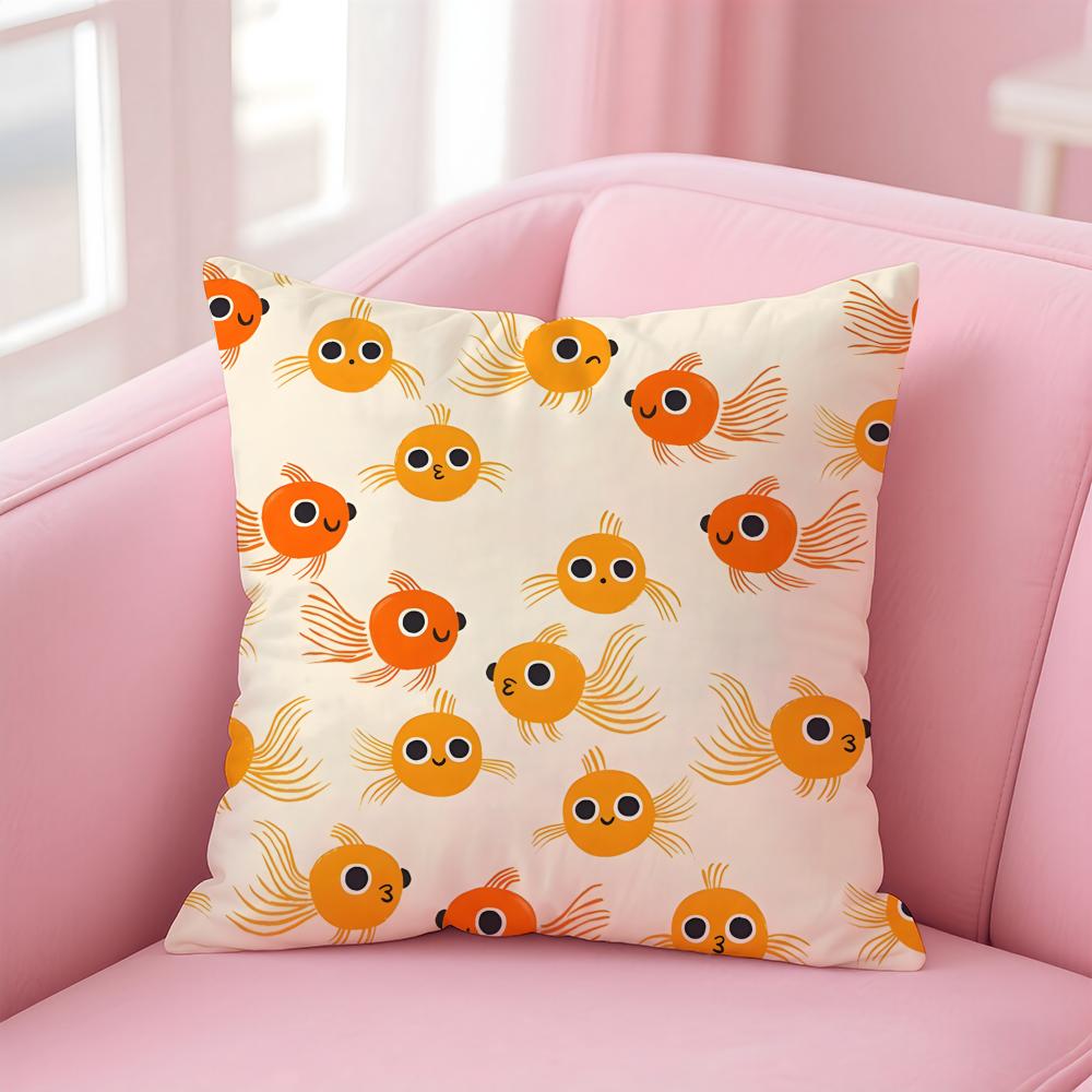 Cute and Childlike fishes Cushion Cover Pillow Case Soft Skin Friendly Fabric  Concealed Zipper