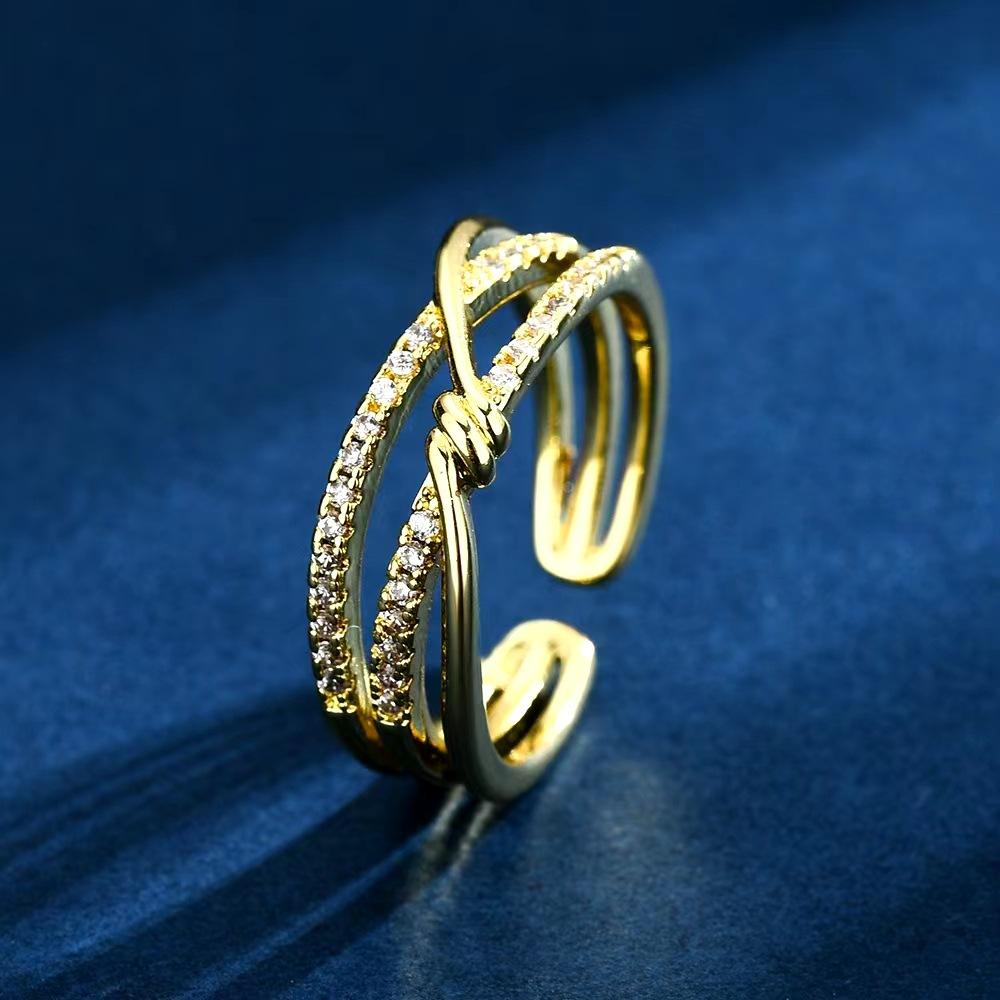 Minimalist Curved Geometric Open Ring For Women Niche Cold Elegant Versatile High End Temperament Jewelry Adjustable opening золотой