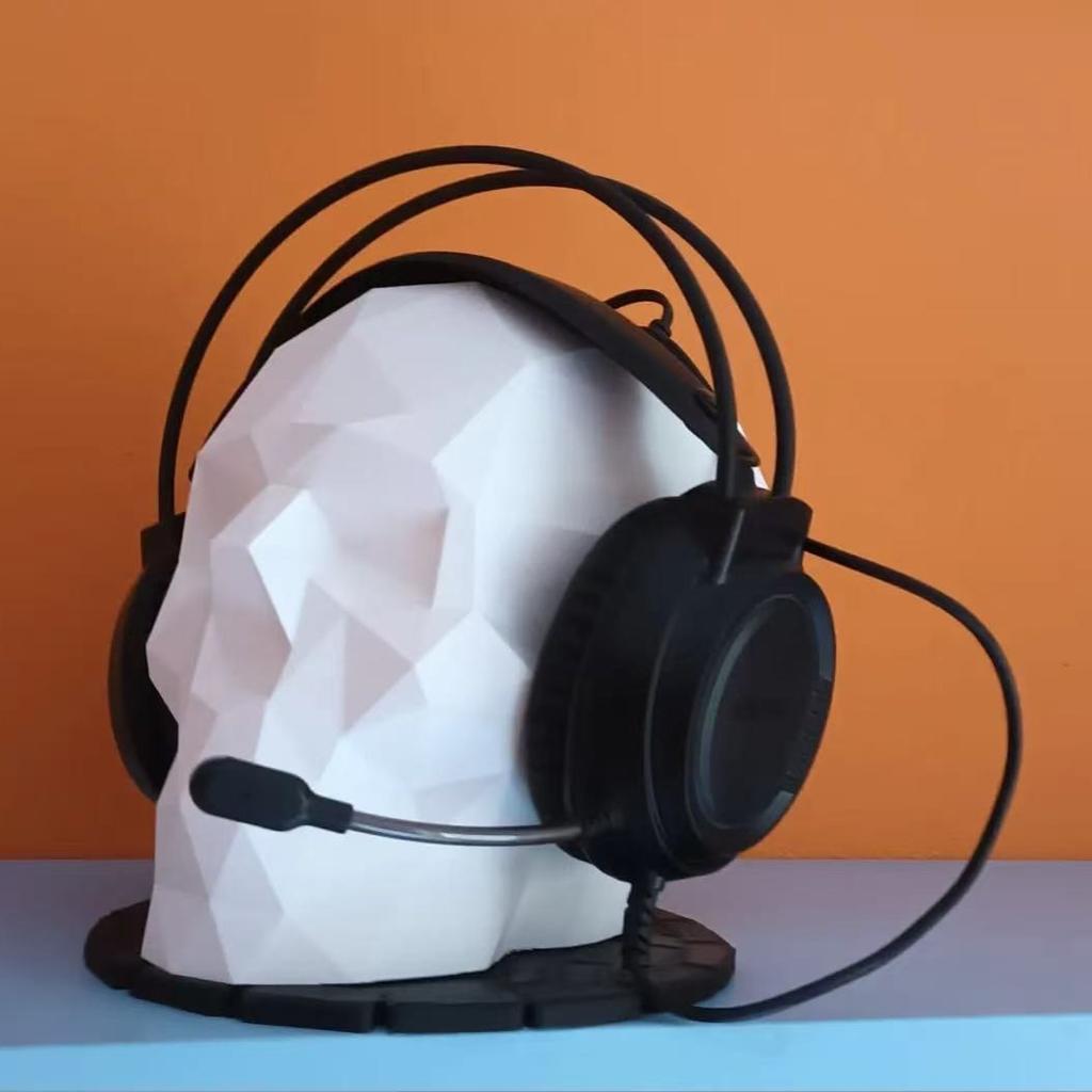 Creative Skull Shaped Headphone Stand 3D Printing Geometry Hanging Rack Accessories Storage Rack Desktop Decoration