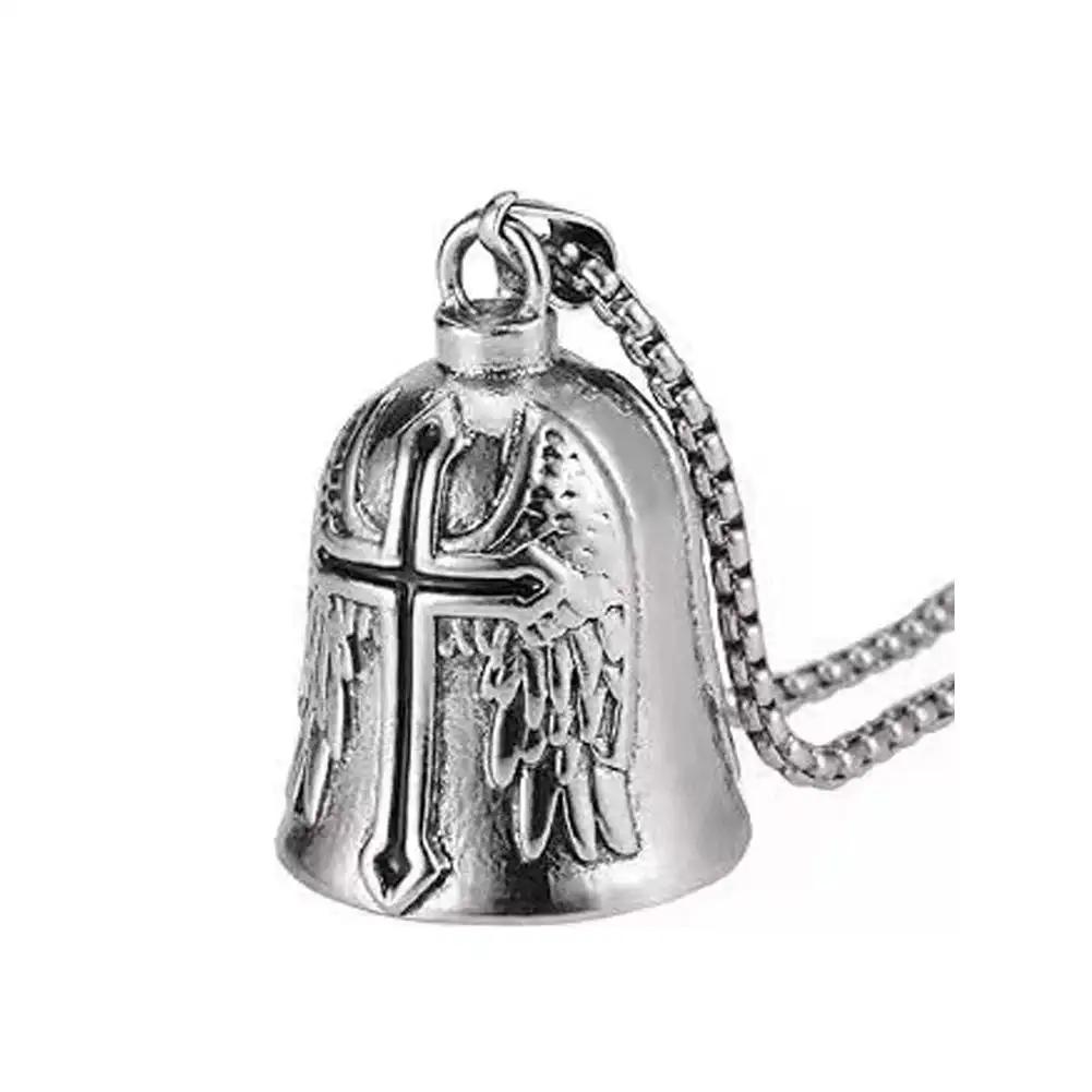 Fashion Red Cross Guardian Angel Wings Motorcycle Keychain Men Biker Rider Exorcist Keychain Amulet Lucky Amulet Accessory Gift