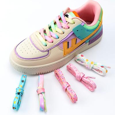 Shoelaces for Sneakers Tennis Flat Shoe Laces Rainbow High Shoelace Printing Pattern Women Man Child Shoe Lace Shoe Accessories