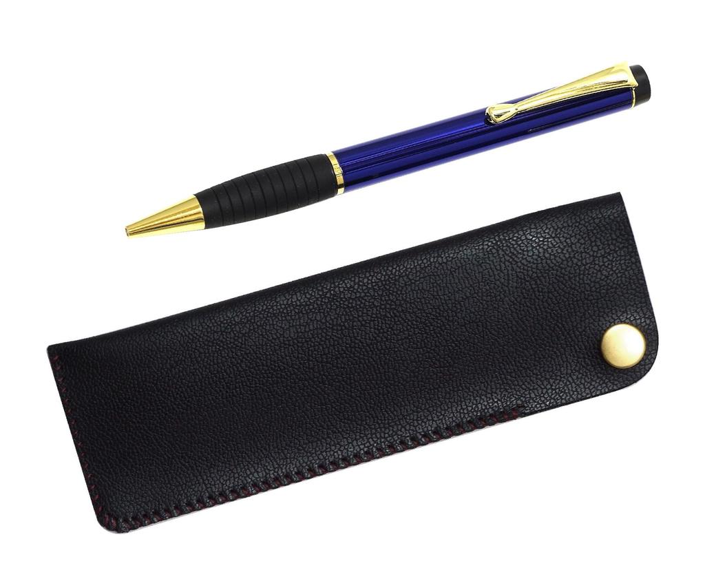 Black pen case with Midnight Rubber rotating ballpoint pen set snap-closure (blue, 3-pack) T23-NK01B-T102BP-L-3