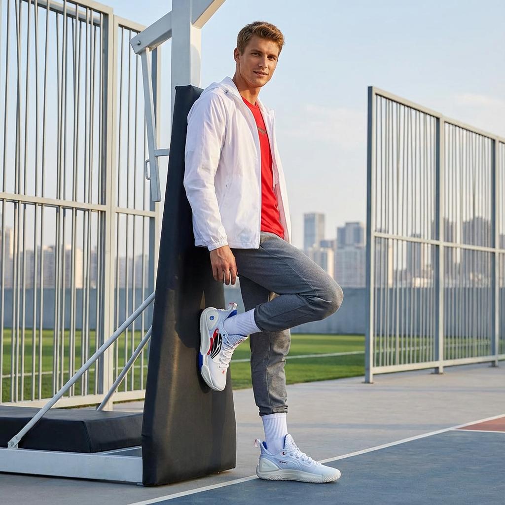 Li Ning Flash 9 Lightweight Rebound Strong Grip Comfortable Fit Low Top Basketball Shoes Men sneaker White Red ABPT001-64