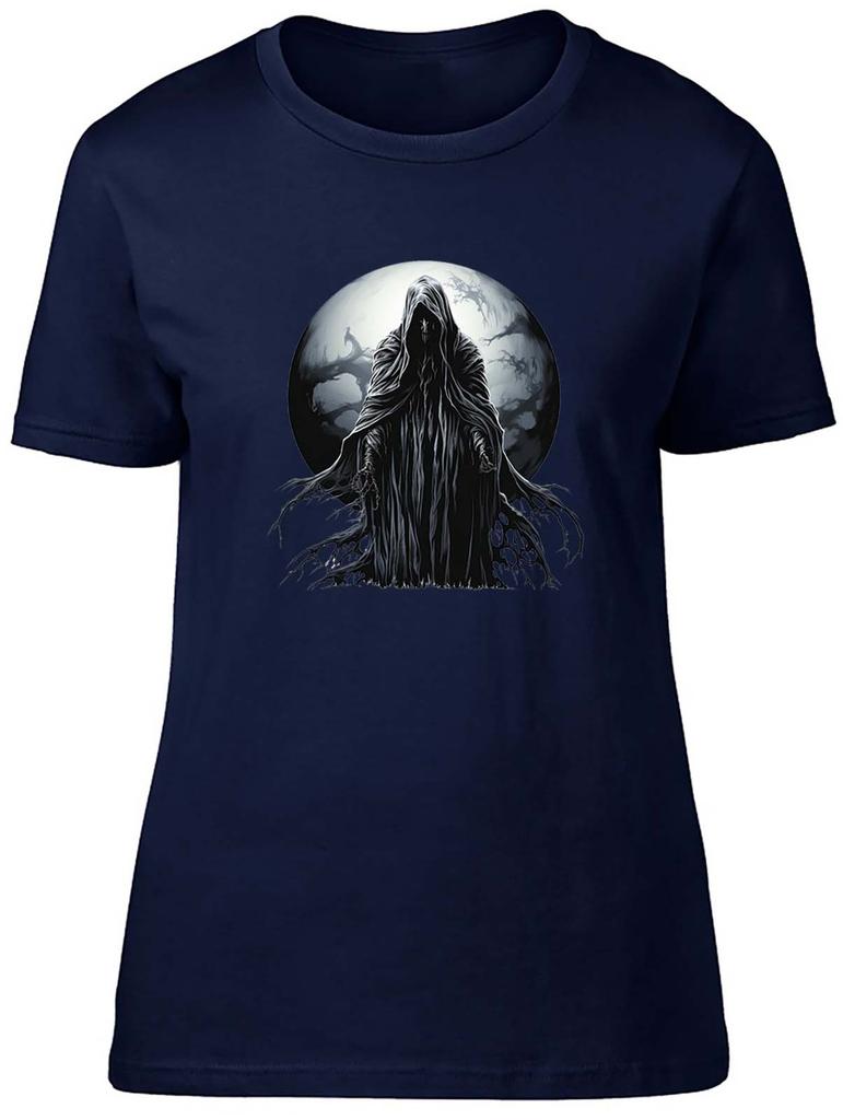 Grim Reaper Unisexs TShirt Gothic Moon Death Skeleton Ladies Gift Tee