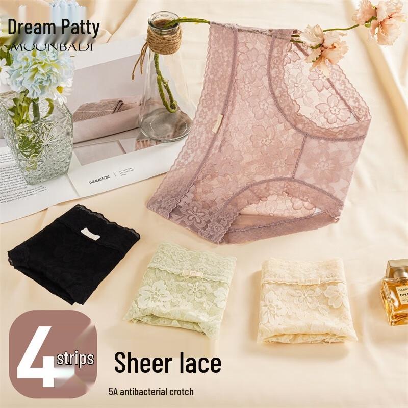 

Mengbadi Women s 4-Pack Sexy Lace Briefs with 5A Antibacterial Cotton Crotch L (110-132 lbs)