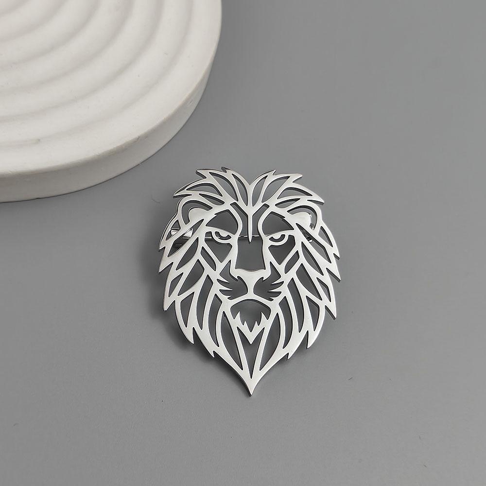 Stainless Steel Lion Brooch Cufflinks for Suit Shirts - In Stock
