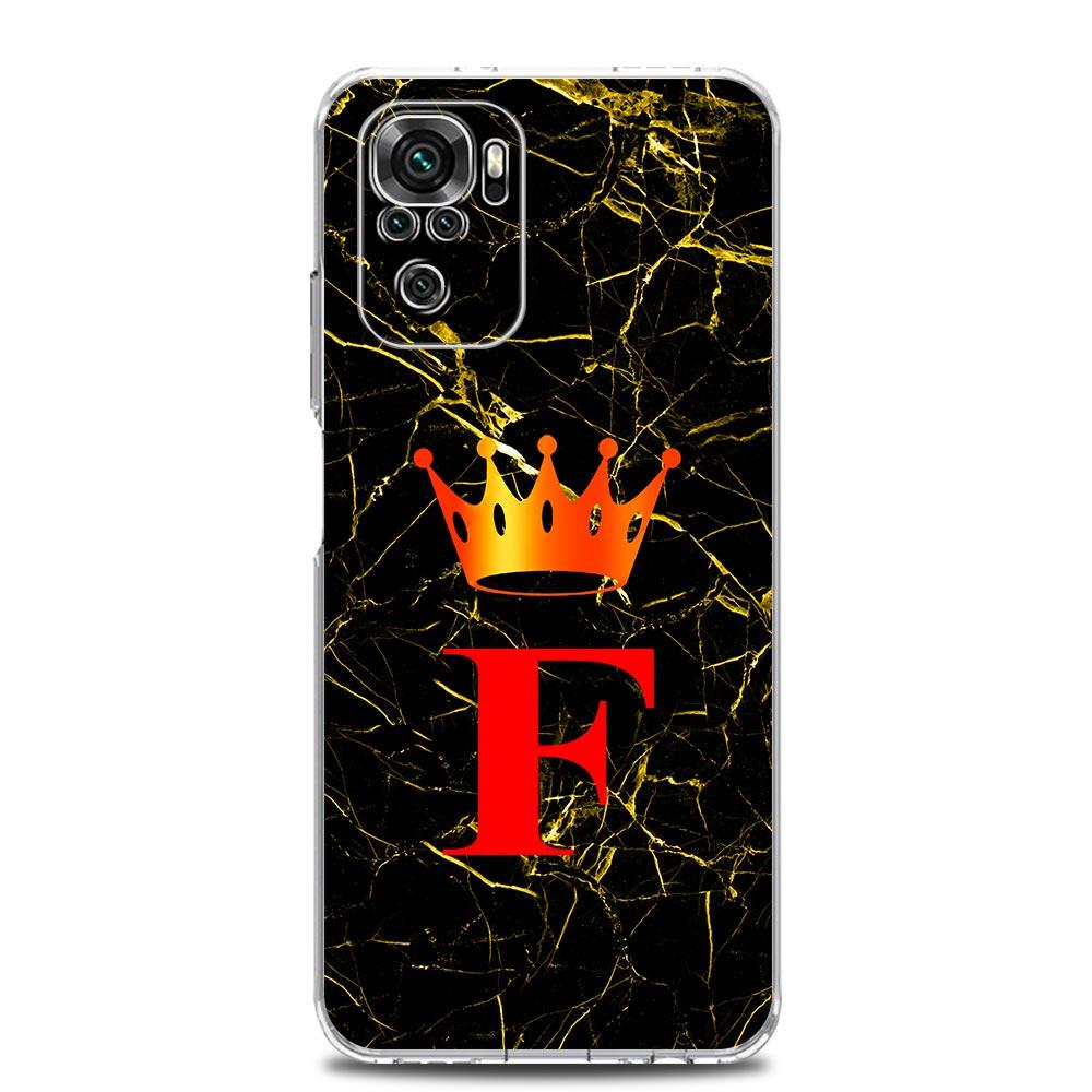 Phone Case For Xiaomi Redmi Note 15 14 13 12 4G 10 11 Pro Plus 5G 14C 13C 12C 10C TPU Cover Luxury Marble Letter A B Crown