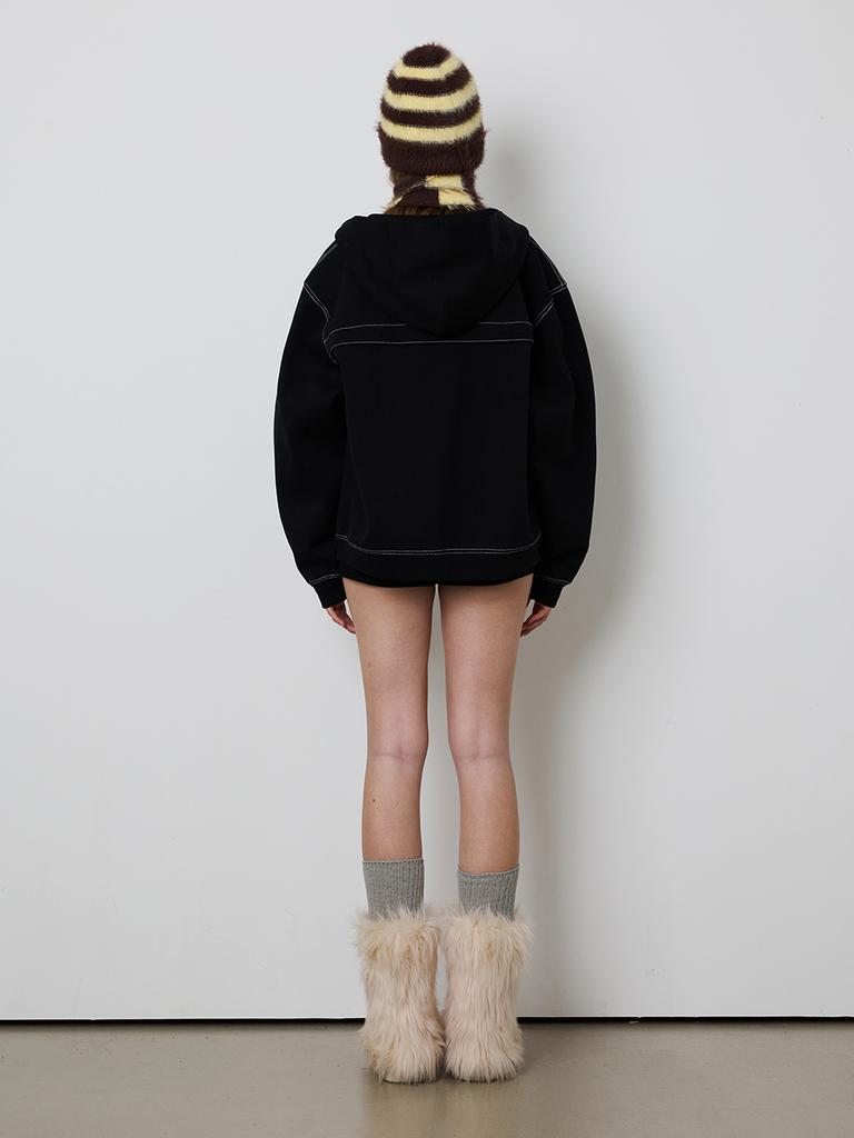 MEENDERI [Unisex] Mixed Stripe Knit Beanie - Yellow Brown