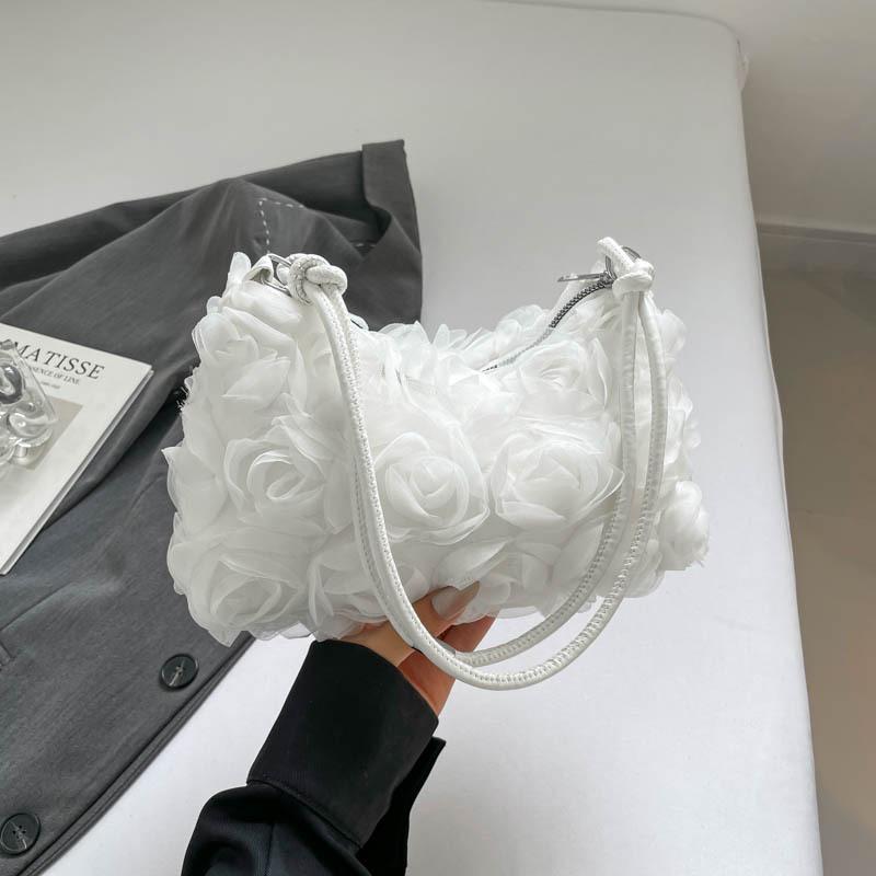 

New Fashion Rose Flower Exquisite Portable Pleated Lace Portable Shoulder Crossbody Bag Bag Women