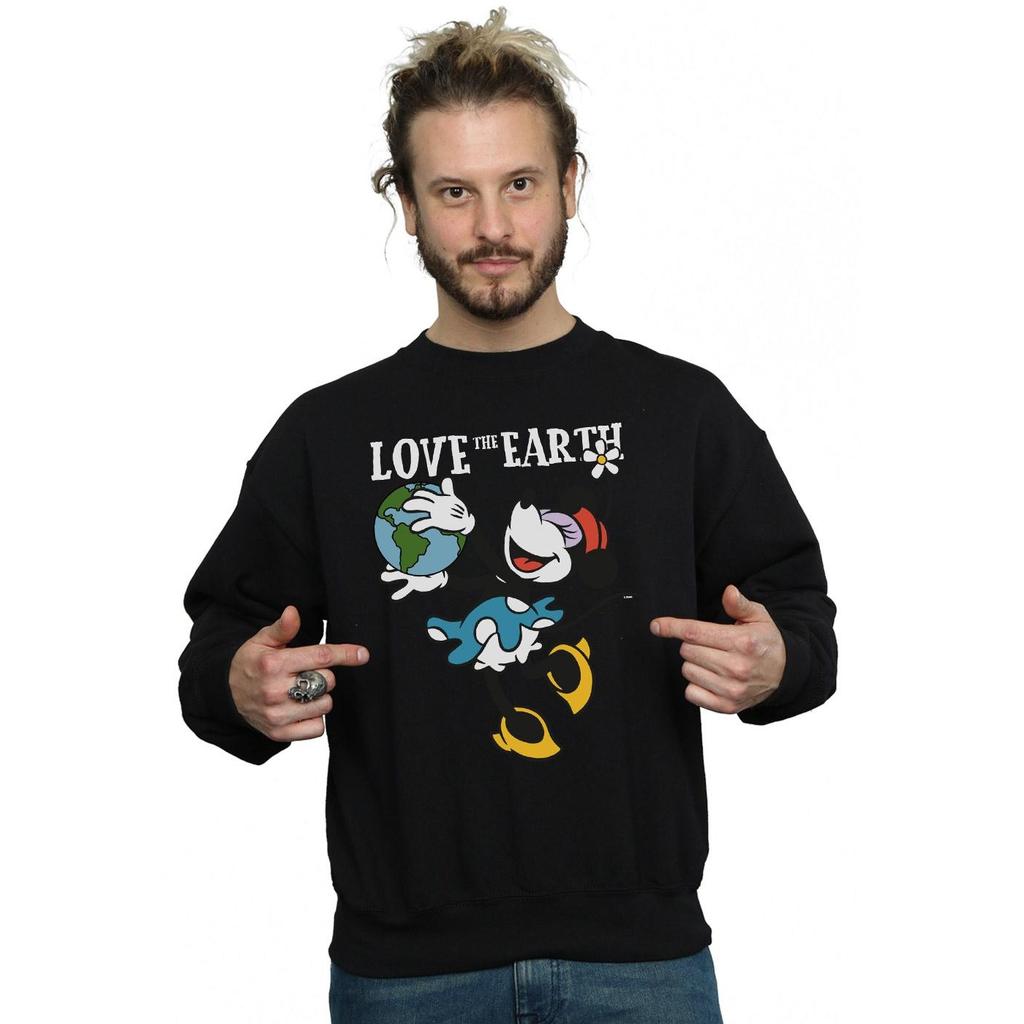 Disney Mens Mickey Mouse Love The Earth Sweatshirt