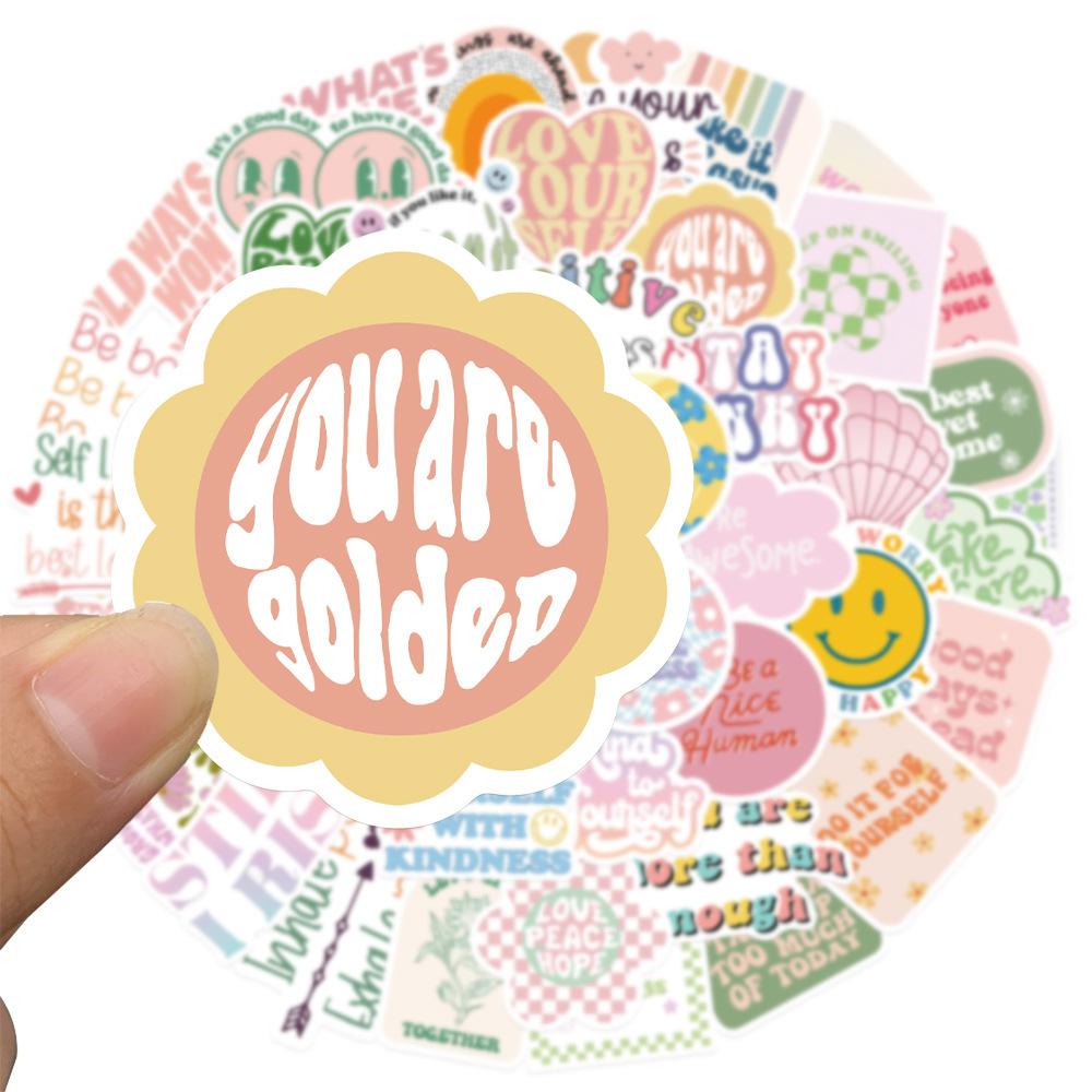 50 Inspirational Sentences Danish Pink Stickers Decorate Suitcase Notebook Waterproof Guitar Not To Be Repeated