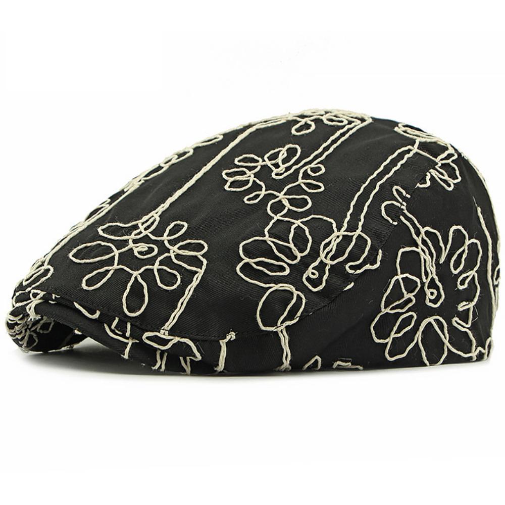 

HT4794 Beret Cap Spring Summer Cotton Ivy Flat Cap Male Female Flower Artist Painter Beret Hat Adjsutable Berets for Men Women 55-59cm Adjustable