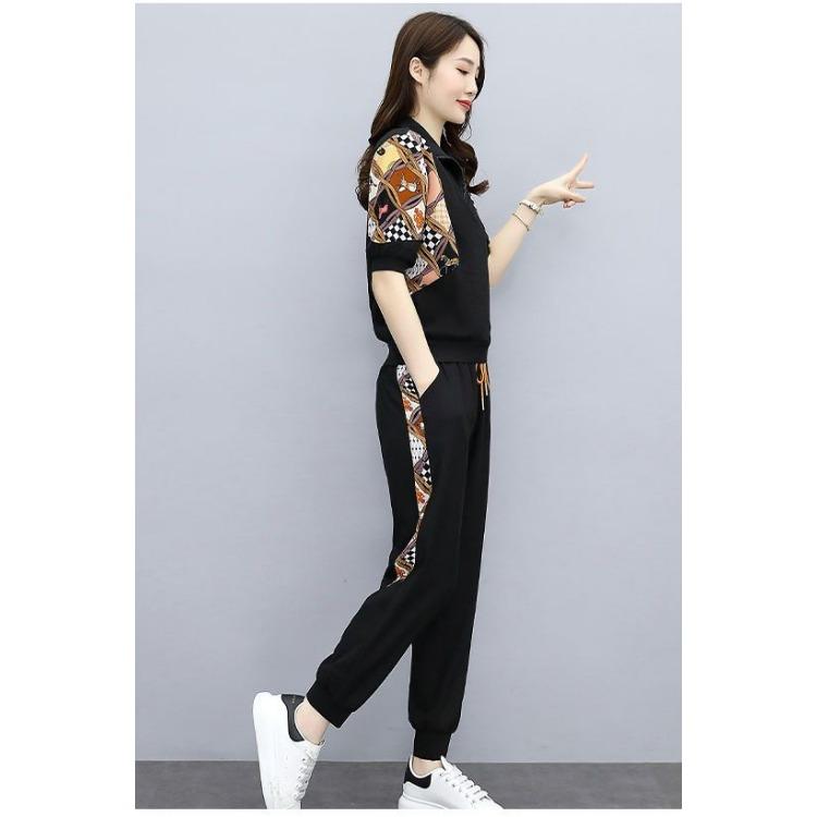 Elegant Slim Fit Summer Outfit Ice Silk Sportswear Set Casual Two Piece for Women