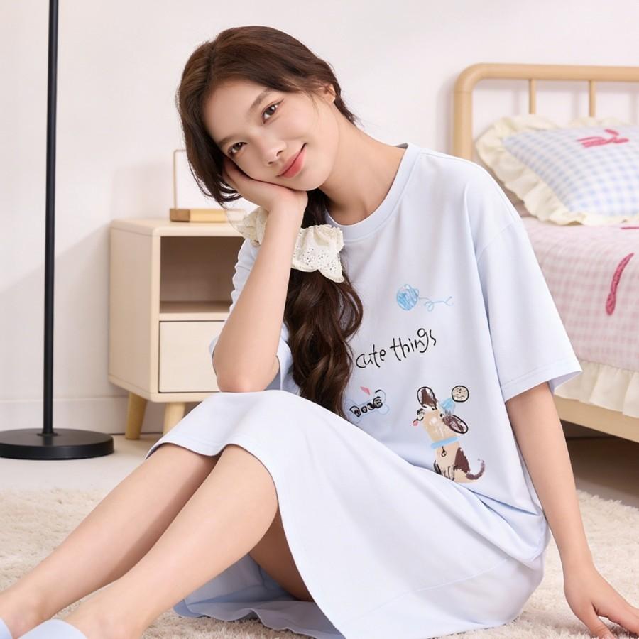 Casual Summer Sleep Dress For Women With Cotton Blend Fabric For Home And Lounge Use