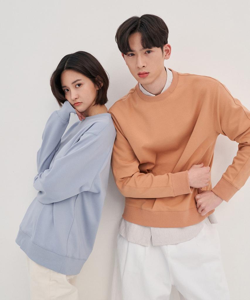 BASIC HOUSE Uni Recycled Semi-Overfit Sweatshirt Orange Lwts0101