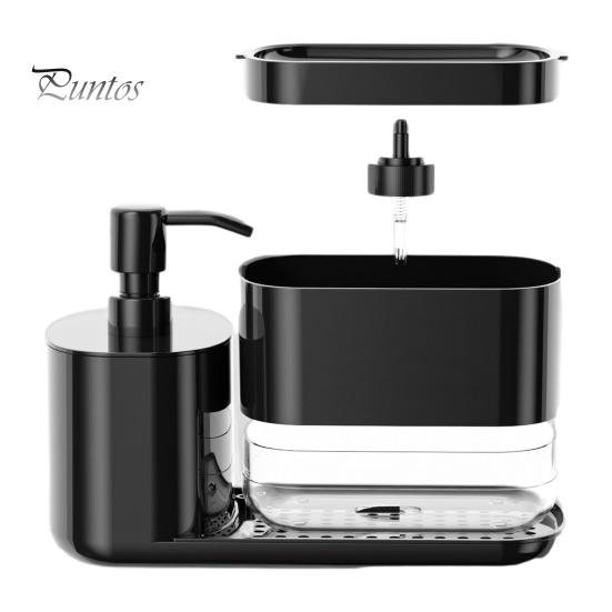 Kitchen Dish Soap Dispenser with Sponge Holder Anti-Slip Base Refillable Hand & Dish Soap Container Kit Hand Sanitizer Dispensing Box for Home Hotel