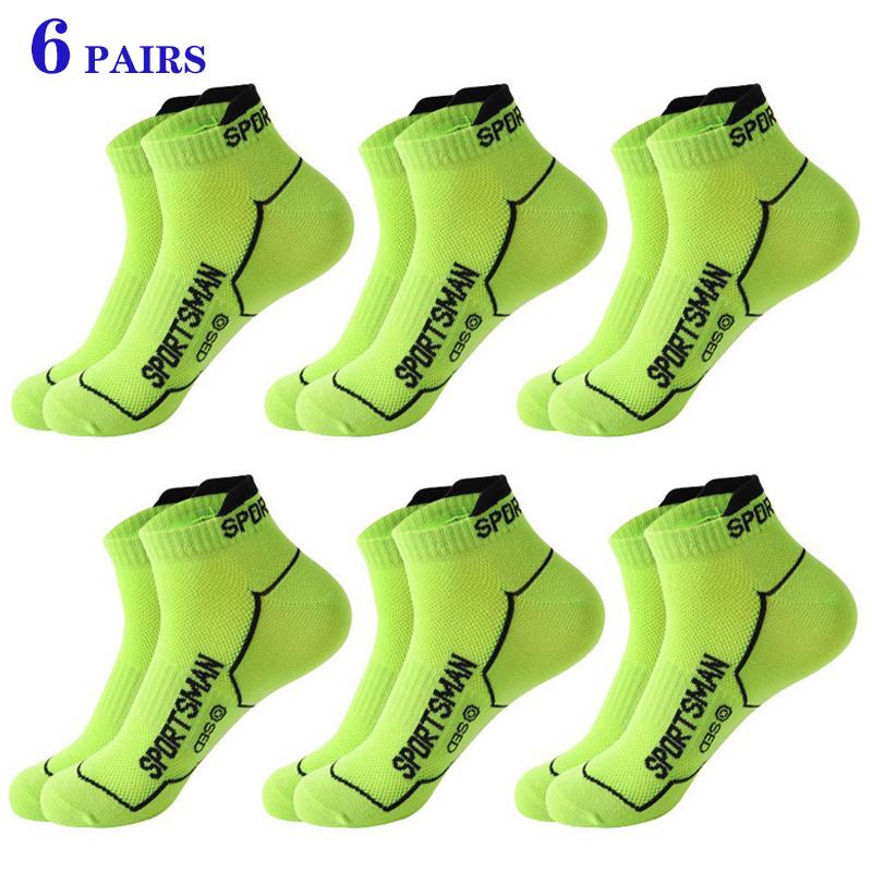 6 Pairs Ankle Socks Men's Mesh Cotton Sports Running Socks Breathable Cushioned Low Cut Thin Socks