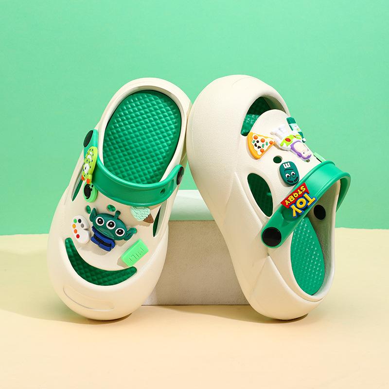 

Kids Design Cartoon Summer Sandals Soft Eva Slipon Shoes For Boys Outdoor Play White Green,24