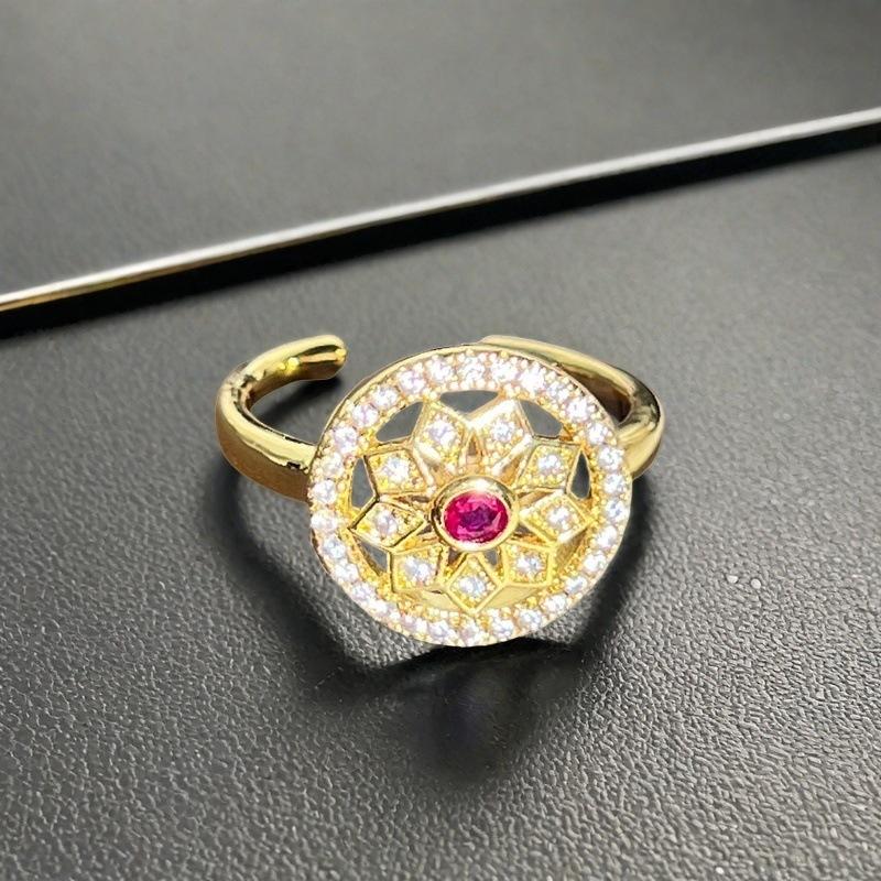 French Retro High-End Gourd Open Ring Zircon Butterfly Flower Niche Design Personalized Accessories