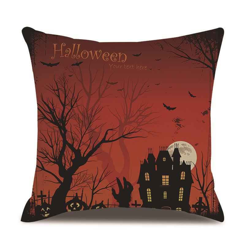 Halloweenský lněný povlak na polštář Tištěný povlak na polštář