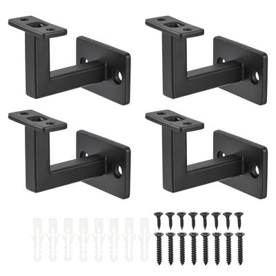 Uxcell Adjustable Swivel Handrail Brackets, Square, for Stairs, Black, Pack of 4
