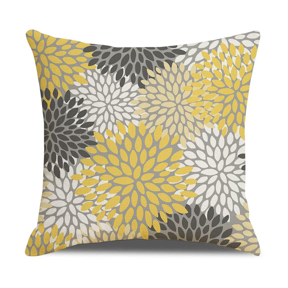 New Home Soft Furnishings Nordic Yellow Sunflower Sunflower Linen Printed Square Pillowcase