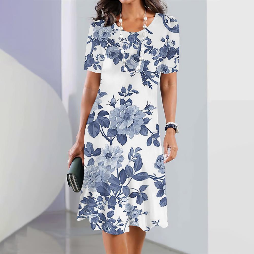 2025 Summer New Chinese Style Floral Print Women's Dresses Female Elegant Dresses Plus Size Long Dresses Women's Clothing