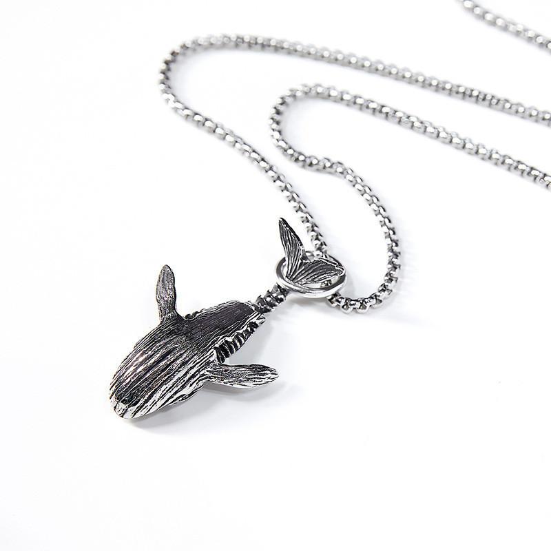 RUI RUI YU Charm Blue Whale Jumping Pendant Necklace Fashionable Men and Women Simple Necklace Sweater Chain Accessories Jewelry