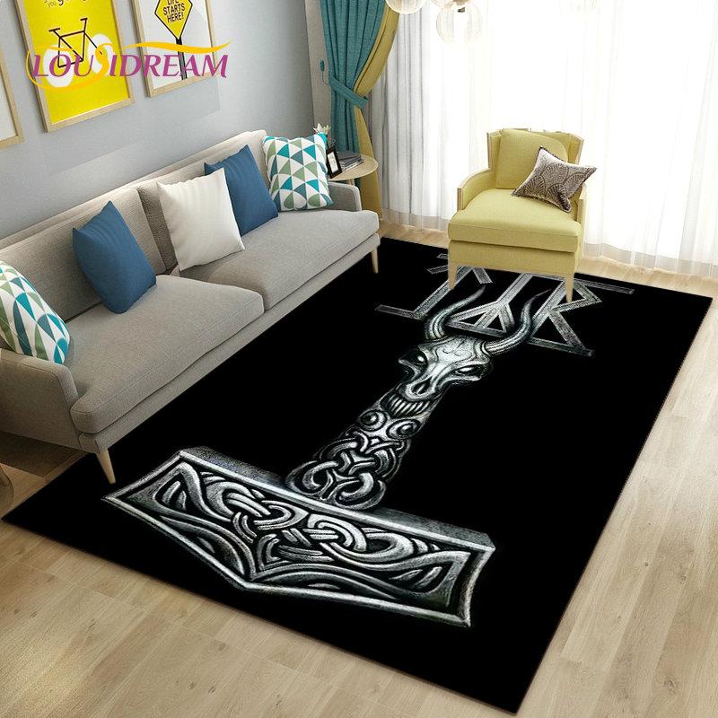 Vikings Nordic Mythology Series Area Rug,Carpet Rug for Living Room Bedroom Sofa Doormat Decoration,Kid Play Non-slip Floor Mat