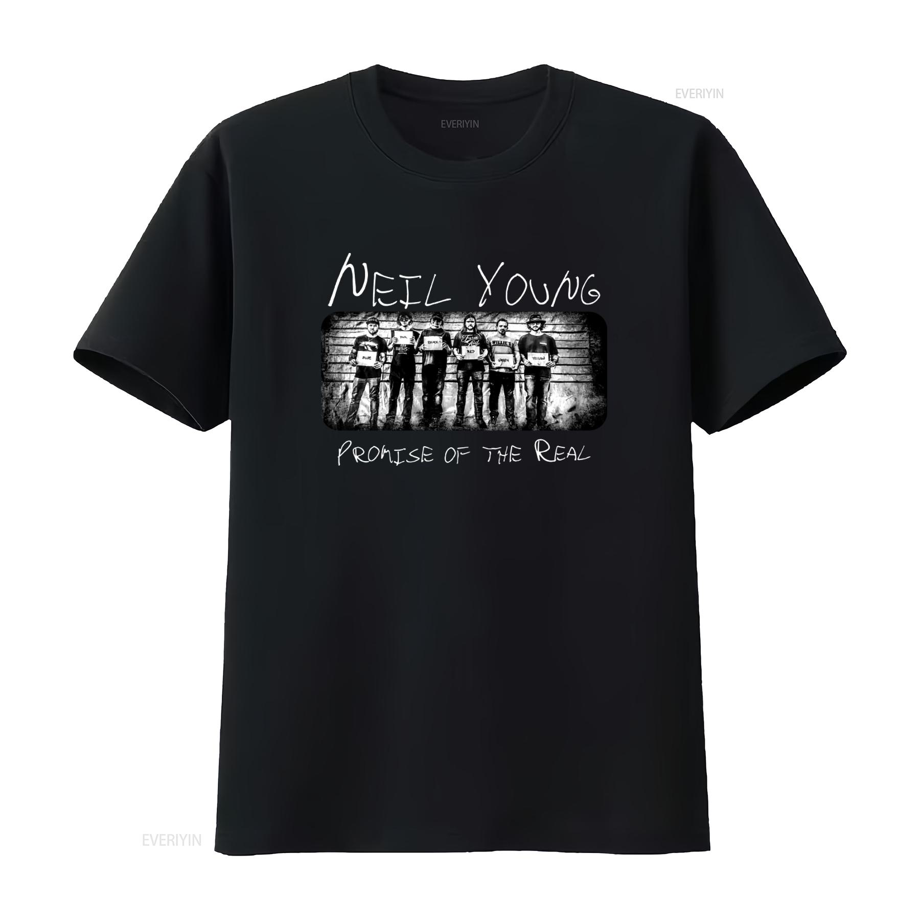 

Neil Young Promise of the Real 2018 Concert T shirt for Men Rock Band Fan vintage Washed Breathable Stylish graphic streetwear 4XL