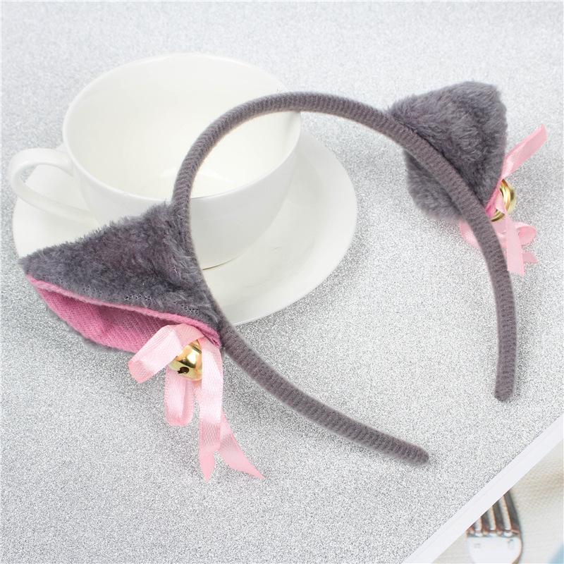 Cute Cat Fox Ears Headband Bell Bow Cosplay Halloween Party Fancy Costume Hair Accessories for Girls